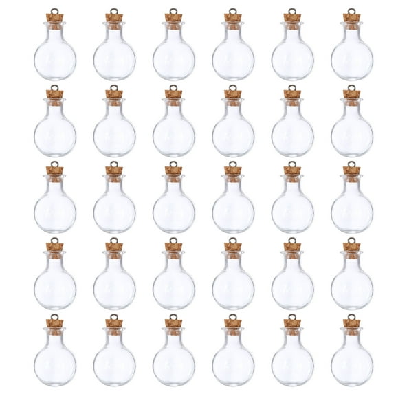 Uxcell 30 Pcs Name on Rice Glass Vial Pendant 19mm Width Glass Wish Bottles Charm for Necklace Jewelry DIY Crafts