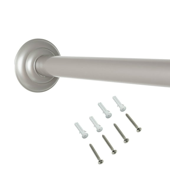 Mainstays Adjustable Wall-Mount Metal Shower Curtain Rod, 41" - 72", Need to Drill, Nickel