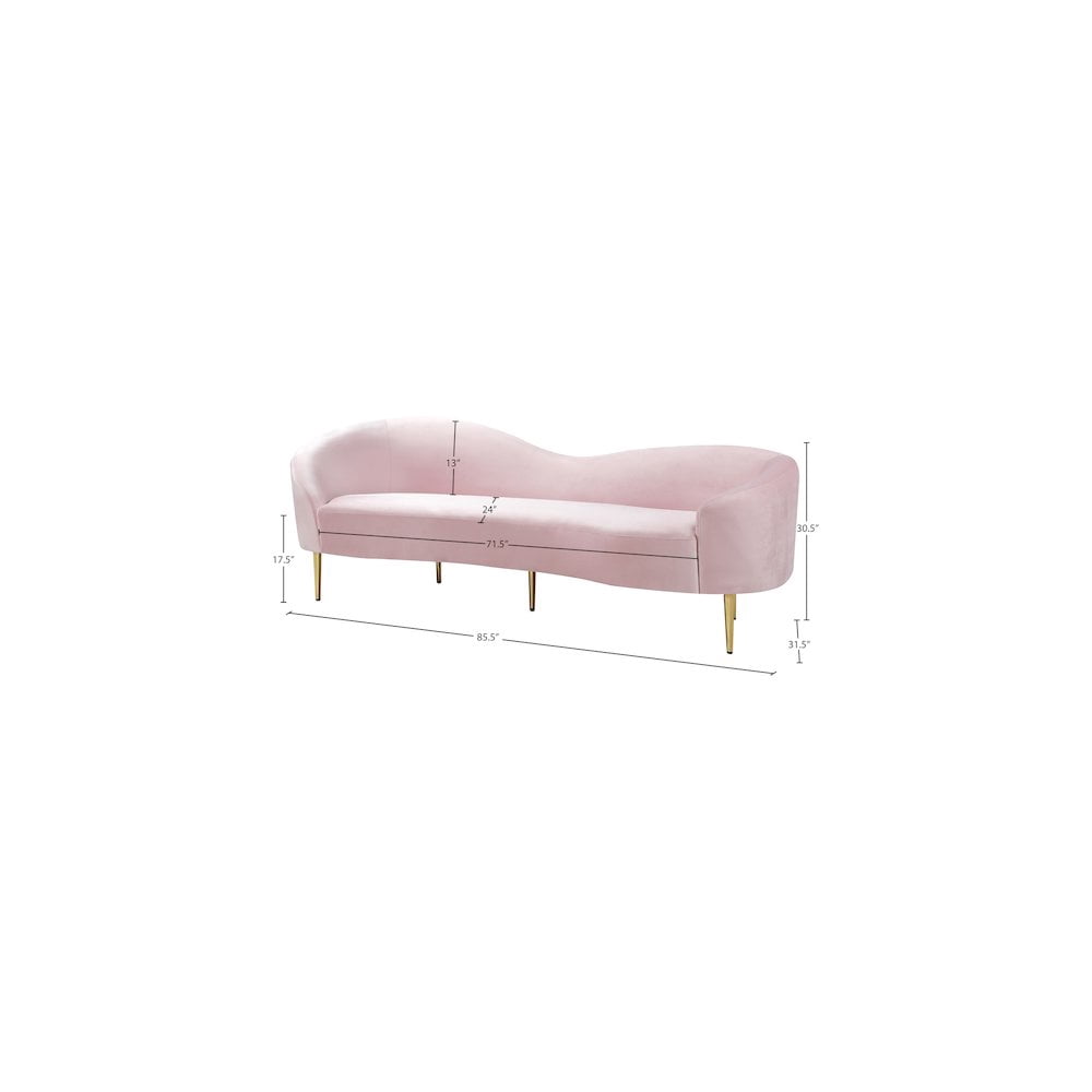 Meridian Furniture Ritz Contemporary Velvet Sofa in Pink