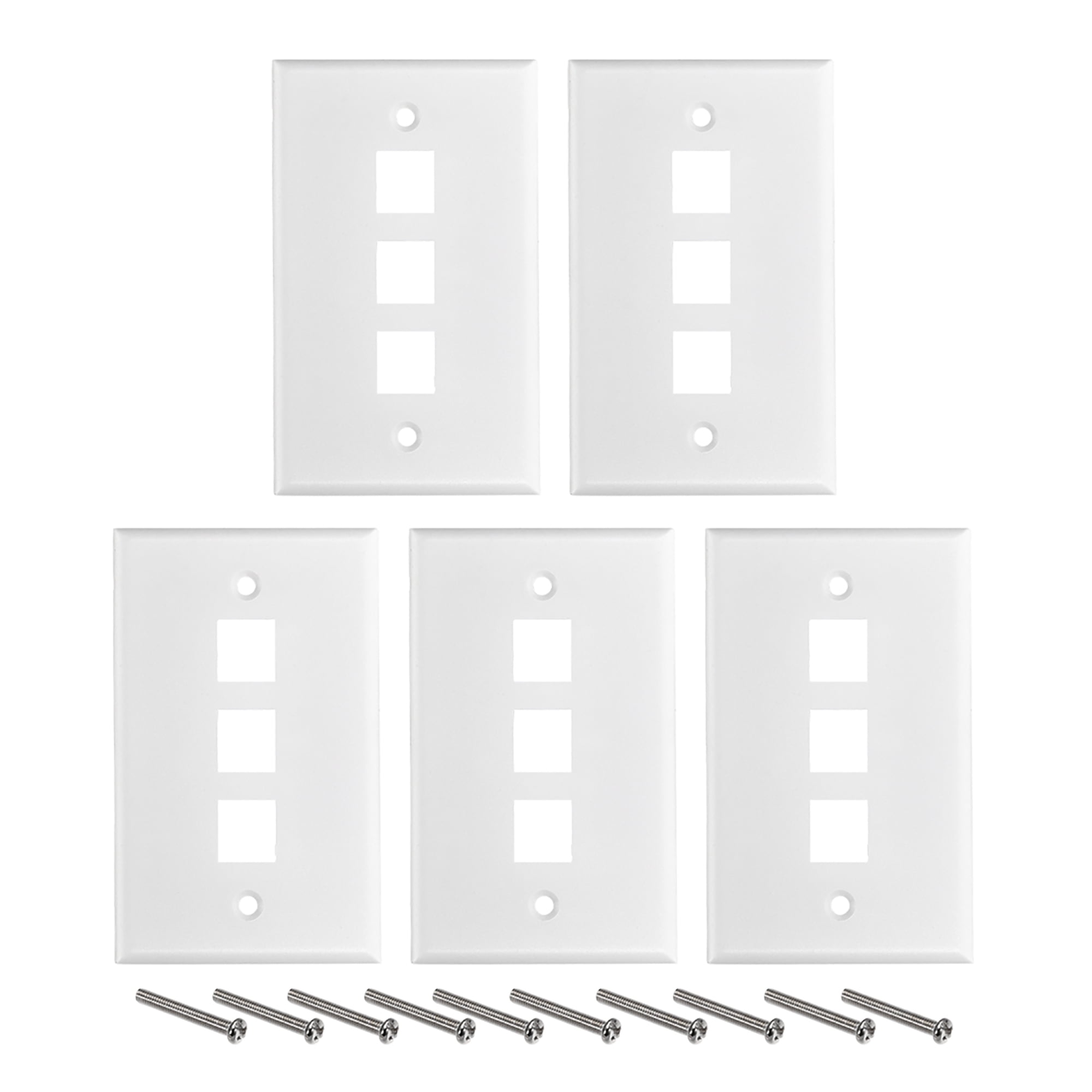 5pcs 3Port,Keystone Jack Wall Plate Single Gang Wall Plate