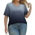 thumbnail image 5 of TQWQT Women's Plus Size Tops Sexy Summer V Neck Criss Cross Shirts Gradient Graphic Tees Short Sleeve Tunics Shirts Loose Fit Casual Womens Clothing L, 5 of 6