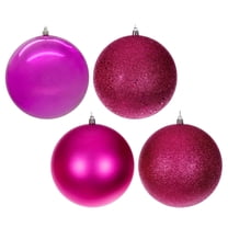 Vickerman 6" Hot Pink 4-Finish Ball Ornament, 4 per box.