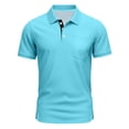 thumbnail image 2 of Polo Shirts for Men Cotton Pique Short Sleeve Golf Shirts with Pocket Classic Casual Moisture Wicking Polos Cyan 4XL, 2 of 5