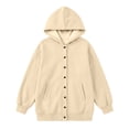 thumbnail image 6 of fatyb Hoodies for Boys Girls Long Sleeve Button down Sweatshirt Kids Plain Hooded Jacket with Pockets, 6 of 7