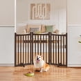 thumbnail image 2 of LIKAFU 36" Tall 3-Panel Wooden Foldable Dog Gate w/ 2 Support Feet, Freestanding Pet Barrier for Doorways, Stairs, Kitchen, Espresso 60"L, 2 of 9
