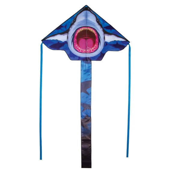 In the Breeze 3238 Great White 45 Inch Fly-Hi Kite - Shark Theme Single Line Kite - Ripstop Fabric - Kite Line and Bag Included