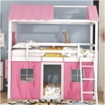 thumbnail image 2 of CHAMPFLAG Pink and White Twin Size Tent Bunk Bed with Storage Ledge, Solid Wood Loft Bed with Ladder and Windows, 2 of 10