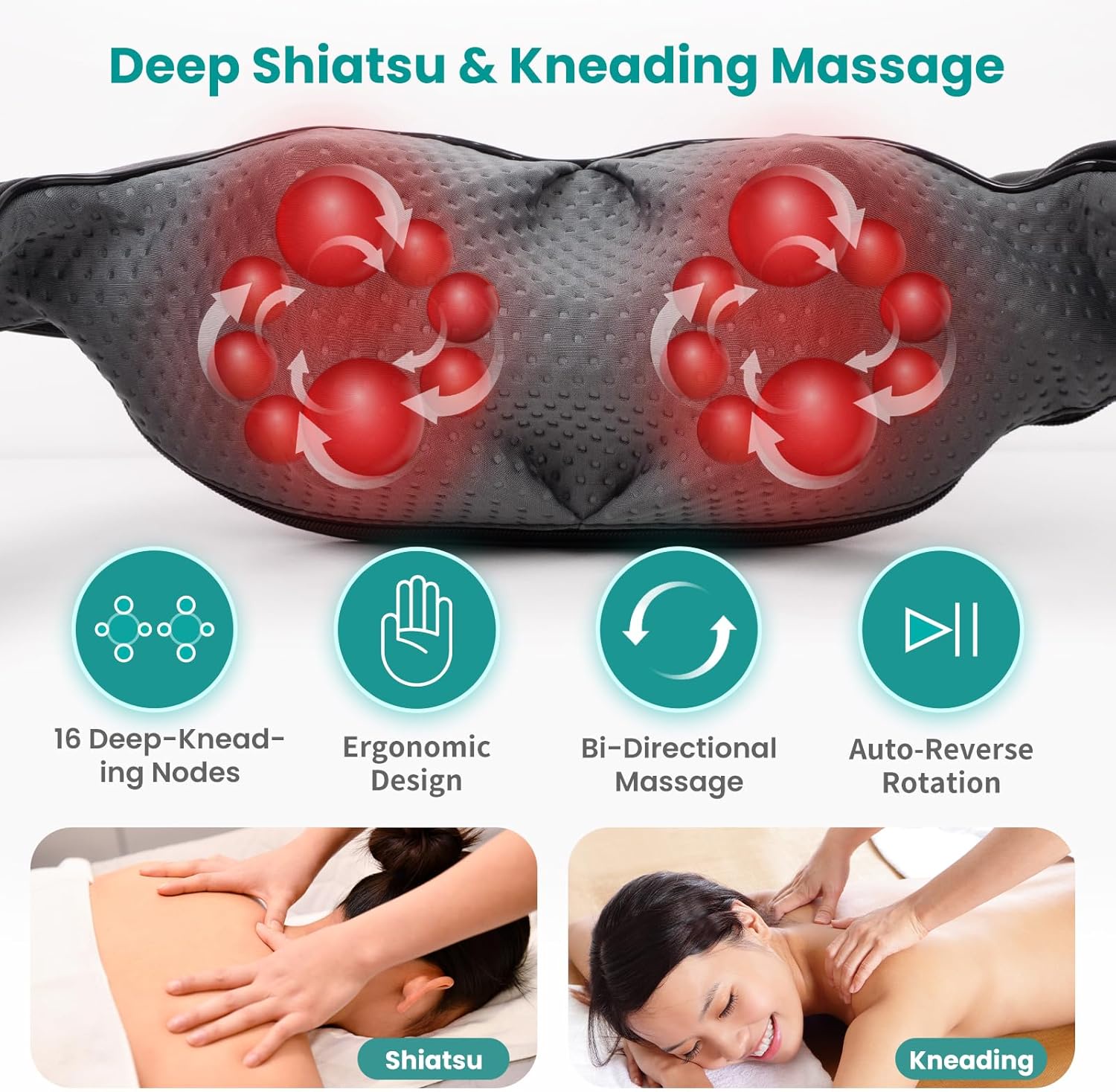 Nekteck Shiatsu Neck Massager with Heat photo 3