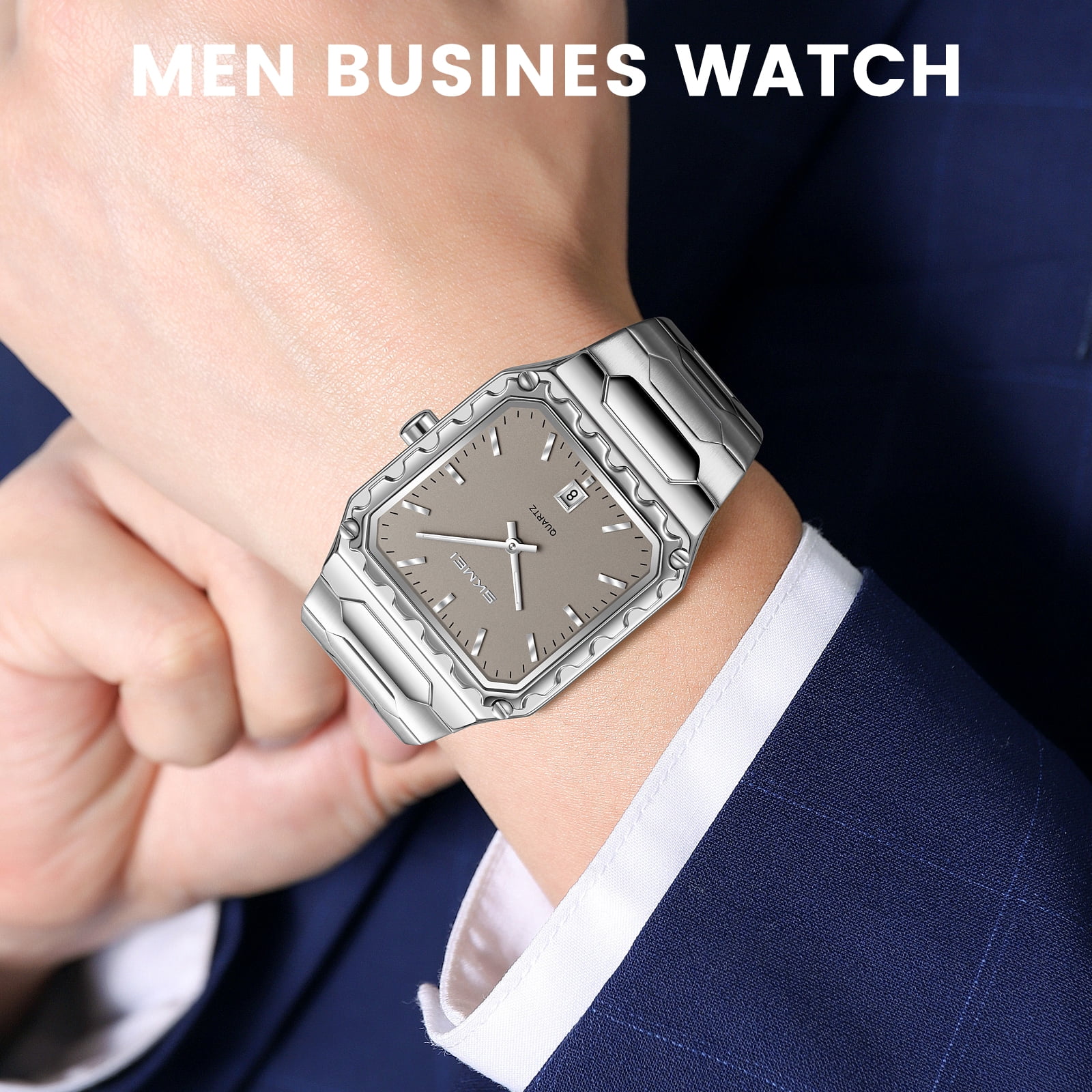 SKMEI Watches for Men Fashion Business Mens Watch Analog Quartz Big Face Luxury Classic Stainless Steel Waterproof Luminous Wristwatch