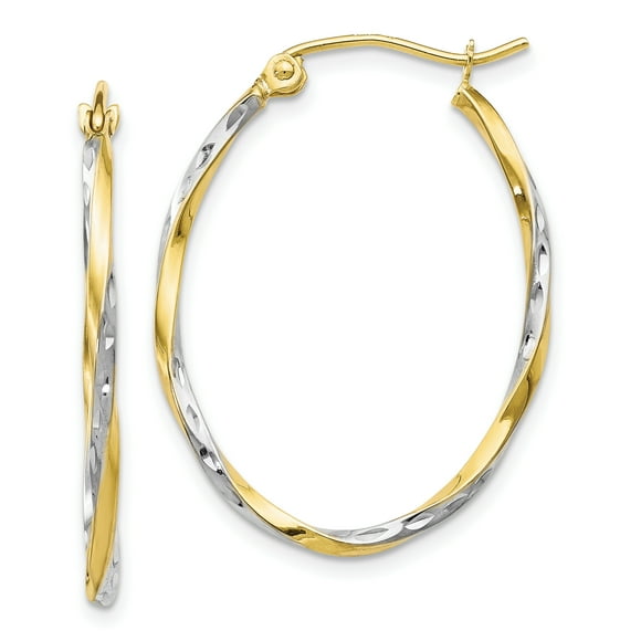 Leslie's Boucles d'Oreilles Créoles Ovales à Charnière en Rhodium 10K TA86