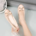 thumbnail image 5 of hoksml Women's Bow Accent Block Heel Pumps, Round Toe PU Leather Dress Shoes for Work Party Wear Black Beige White, 5 of 9