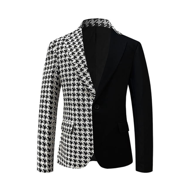 WEAIXIMIUNG Carnival Men's Two Tone Splicing Coat Performance MC Casual Suit Color Matching Dress