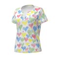thumbnail image 2 of Naloa Hand Drawn Colored Hearts Print T-Shirts Short Sleeve V Neck Tees for Women Fashion Tops Trendy Lightweight Soft Casual Summer Outfits Clothes, 2 of 5