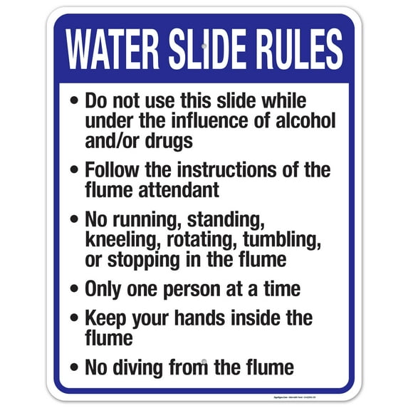 Montana Water Slide Rules Sign, Complies With State Of Montana Pool Safety Code, (SI-62091) 24x30 Aluminum