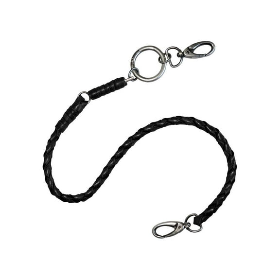 Harley-Davidson Men's Wallet Chain, Ride Free 25 inch Braided Leather - Black, Harley Davidson