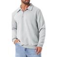 thumbnail image 4 of INSPIRE CHIC Men's Quarter Zip Long Sleeve Knitted Geometric Patterns Pullover Sweatshirt 2XL Light Gray, 4 of 5