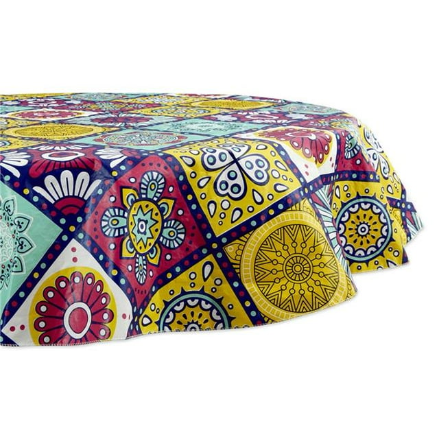 Design Imports 70363A Nappe Ronde en Vinyle avec Carreaux Espagnols 70 Po.