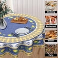 thumbnail image 3 of Lemon Round Tablecloth 60 Inch Blue Yellow French Country Style Fruit Floral Print Table Cloth Rustic Farmhouse Washable Polyester Table Cover for Kitchen Dining Room Party Indoor Outdoor Home Decor, 3 of 6