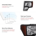 thumbnail image 4 of VIPMOTOZ Black Housing OE-Style Headlight Headlamp Assembly For 2009-2014 Ford F150 Pickup Truck Halogen Model - LED Low Beam, Driver & Passenger Side, 4 of 8