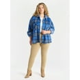 thumbnail image 4 of Terra & Sky Women's Plus Size Cozy Button Front Shacket with Long Sleeves, Sizes 0X-5X, 4 of 6