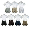 thumbnail image 1 of 4pc Set Boy Toddler Formal White Vest and Necktie Black Navy  Khaki Shorts S-4T, 1 of 2