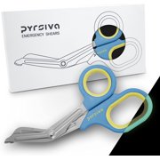 Glow-in-the-Dark Emergency Trauma Shears by Pyrsiva Medical | Bandage Scissors | Shears for Physicians, Nurses, EMTs, Paramedics, First-Aid, Vets | Durable, Titanized Blades | Rubberized Grips