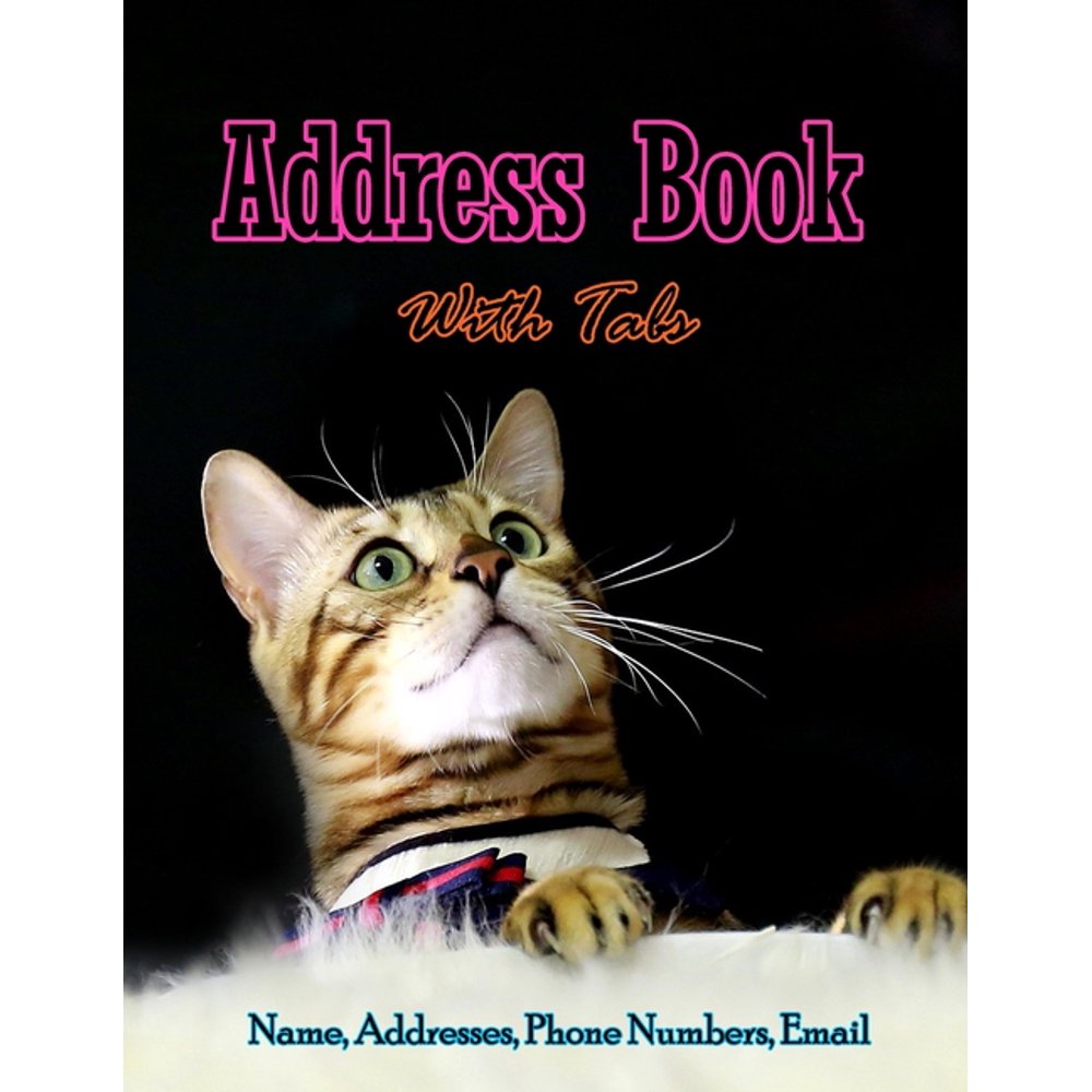 Address Book With Tabs Large Print Address Book for cat lovers with