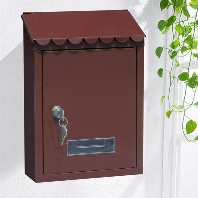 facefd Rust-proof Mailbox 22x6.5x30cm Wall Mounted Mail Box Secure Case Brown
