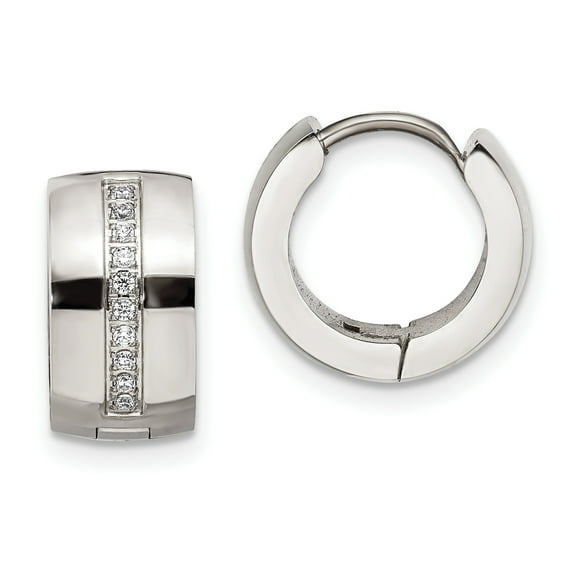 Primal Steel Stainless Steel with Preciosa Crystal 7mm Hinged Hoop Earrings