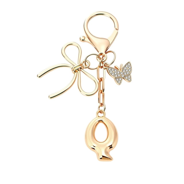 Llavero dorado con lazo de 26 letras, de metal, personalizable, diseño elegante, para bolso, llavero, duradero, regalo perfecto para mujeres y niñas
