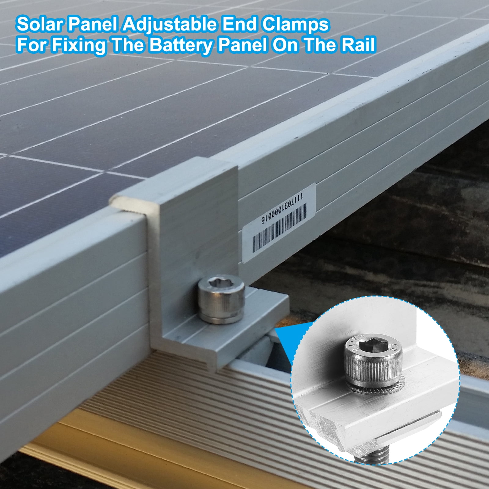10pcs Solar Panel End Clamp, Aluminum Z Brackets for Solar Panels Solar Mounting Brackets Kit (32-50mm)