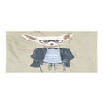 thumbnail image 1 of Hipster Gym Towel, Hilarious Sketch of Cool Posed Animal with a Blazer Modern Theme, One-Sided Quick Dry Microfiber for Beach Fitness & Swimming, 60" x 30", Pale Khaki and Multicolor, by Ambesonne, 1 of 2