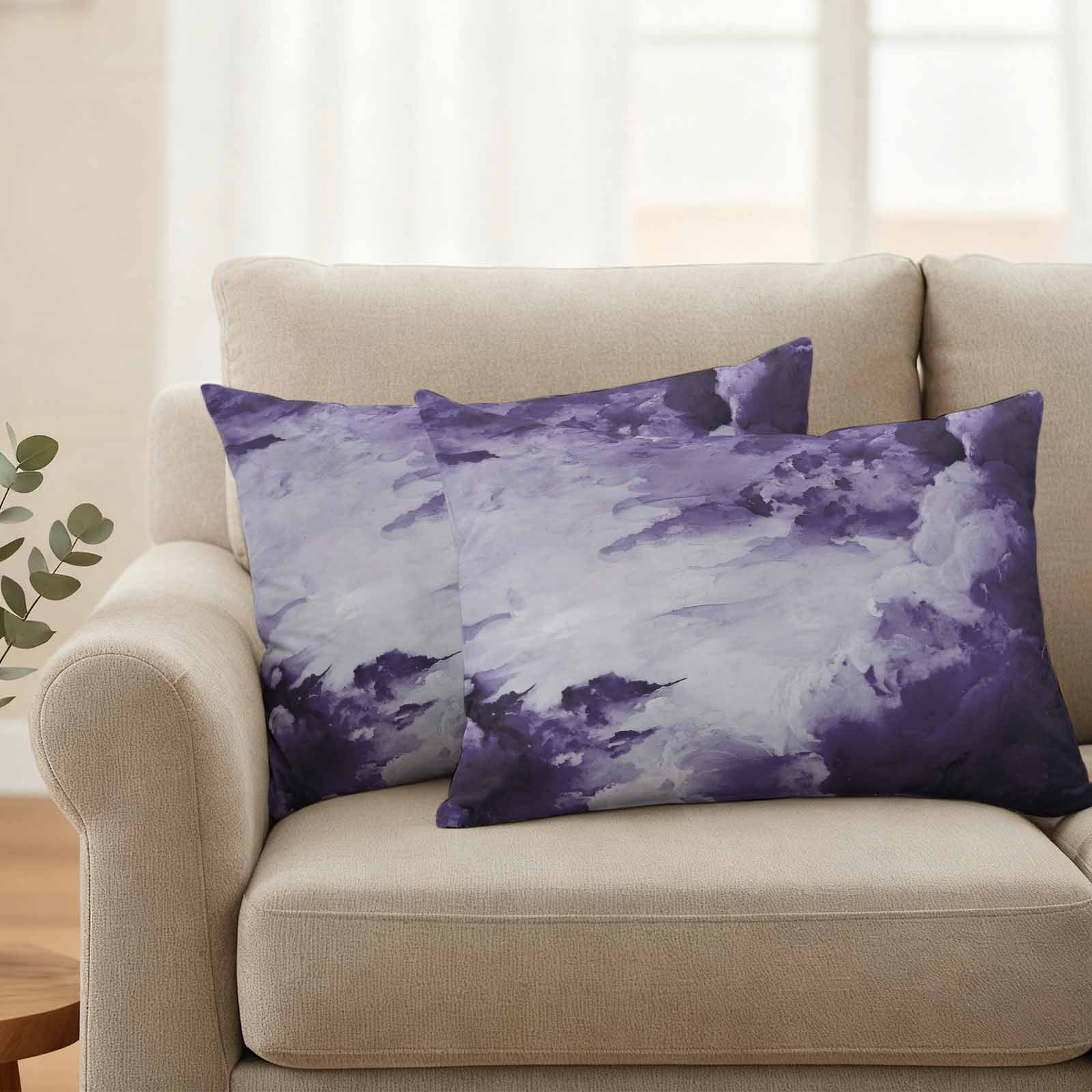 Purple Ombre Clouds Outdoor Waterproof Pillow Covers, Modern Abstract Art Gradient Cloud Decorative Rectangle Throw Pillowcase Sofa Cushion Sham for Patio/Couch/Chair, 20"x12" 2 Pack