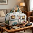 thumbnail image 6 of AURIGATE Vintage Camper RV Quilted Travel Duffle Bag, Soft Cloth Medium Capacity Weekend Overnight Carry On Bag for Camping Road Trip Home Storage, 6 of 8