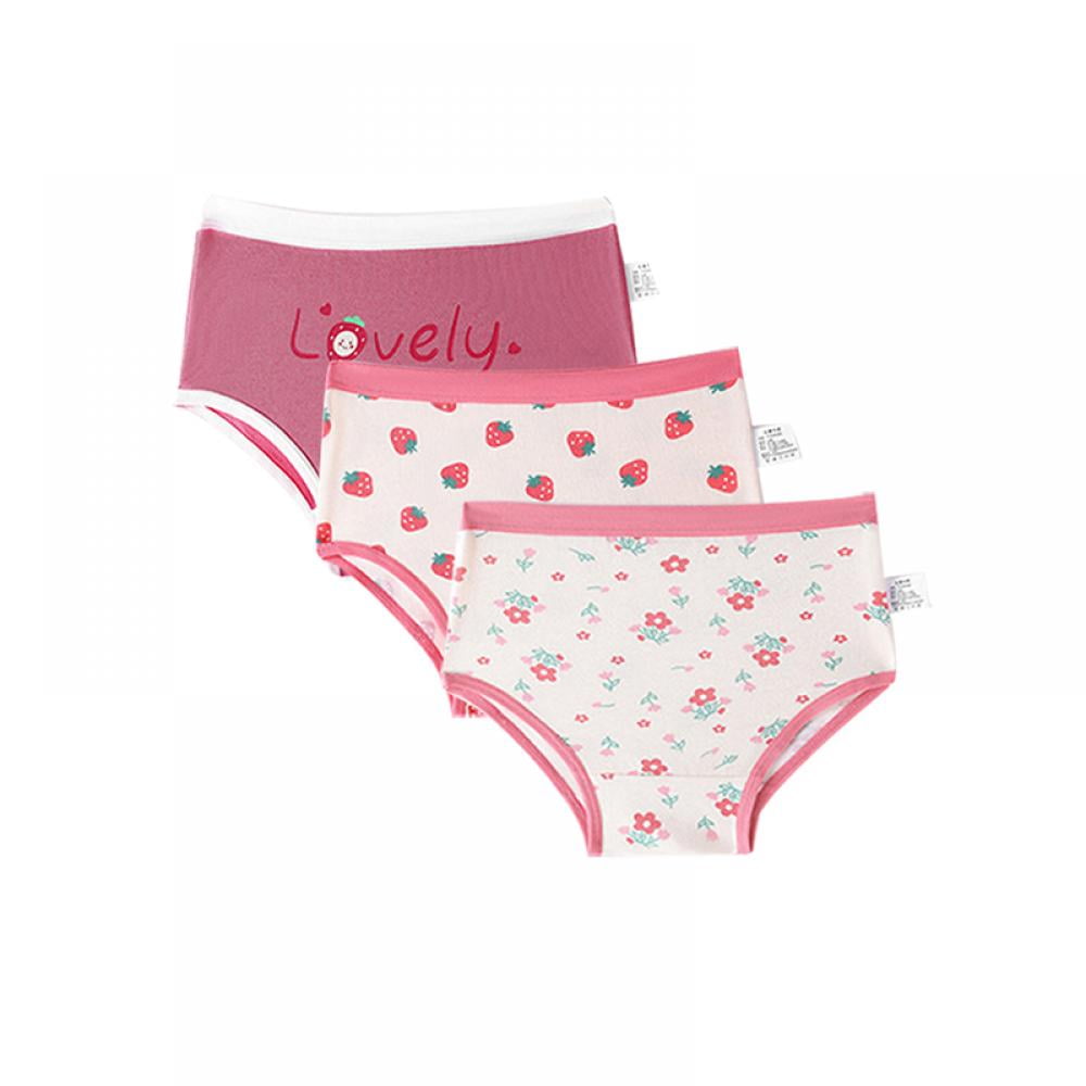Girls Underwear, Set of 3, Prints and Solid Colors, Soft Girl Panties