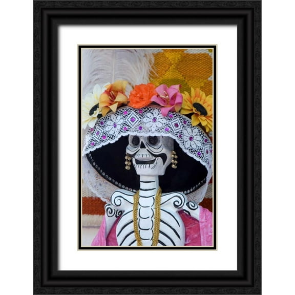 Rotenberg, Nancy 23x32 Black Ornate Wood Framed with Double Matting Museum Art Print Titled - Mexico, Skeleton at Day of The Dead festival