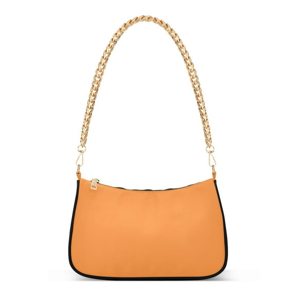 Ryvnso Orange Color Womens Chain Shoulder Bag Tote Handbags Clutch Hobo Purse with Zipper for Travel