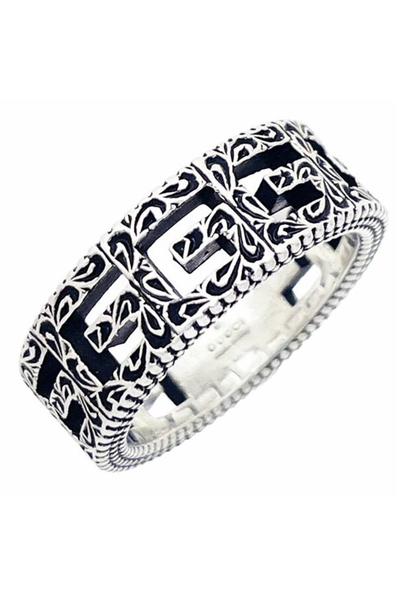 Pre-Owned Gucci G-Cube Ring, Ag925 Sterling Silver, Size 10 (approx. US size 9), 576993, Square...