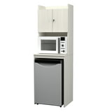 Inval 3-Shelf Mini Refrigerator Microwave Storage Cabinet, Washed Oak ...