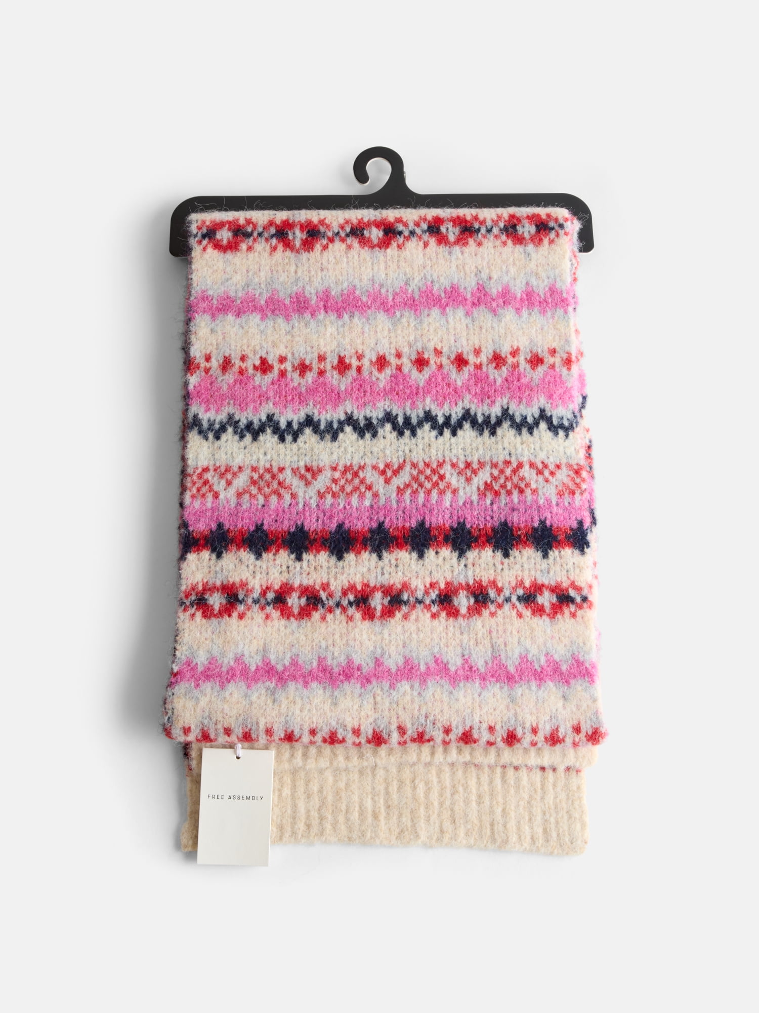 Free Assembly Women's Fair Isle Oblong Scarf, Oatmeal Heather