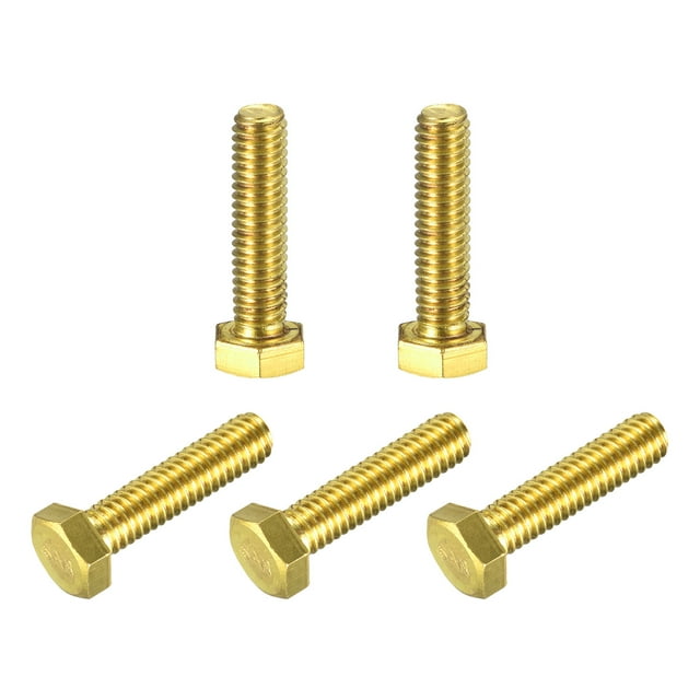 Unique Bargains Brass Hex Bolts, 5/16-18x1-1/4' 5 Pack Fully Thread Grade 4.8 Machine Screws