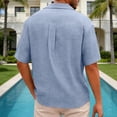 thumbnail image 4 of ZUKMRJPC Mens Summer Cotton Linen Shirts V Neck Casual Collar Short Sleeve Basic T Shirt Loose Lightweight Vacation Beach Tops, 4 of 7