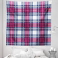 thumbnail image 1 of Pink Tapestry, Plaid Pattern with Vintage Scottish Effects Illustration Art, Fabric Wall Hanging Decor for Bedroom Living Room Dorm, 5 Sizes, Pink Dark Blue, by Ambesonne, 1 of 1