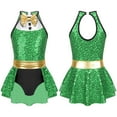 thumbnail image 4 of iiniim Girls Shiny Sequin Ice Skating Tuxedo Leotard Dress Jazz Tap Dance Performance Costume Size 6-16 Green 12, 4 of 7