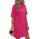 thumbnail image 2 of TaTaai Women's Solid Color Round Neck Short Sleeve Dress with Pockets Casual Fashion Comfortable Stretchy Fabric Midi Dress Soft Breathable for Spring Summer Daily Casual Wear Gift, 2 of 6