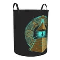 thumbnail image 2 of TEQUAN Waterproof Laundry Hampers, Cartoon Pyramid Ufo Alien Pattern Clothes Storage Basket with Handle (M), 2 of 7