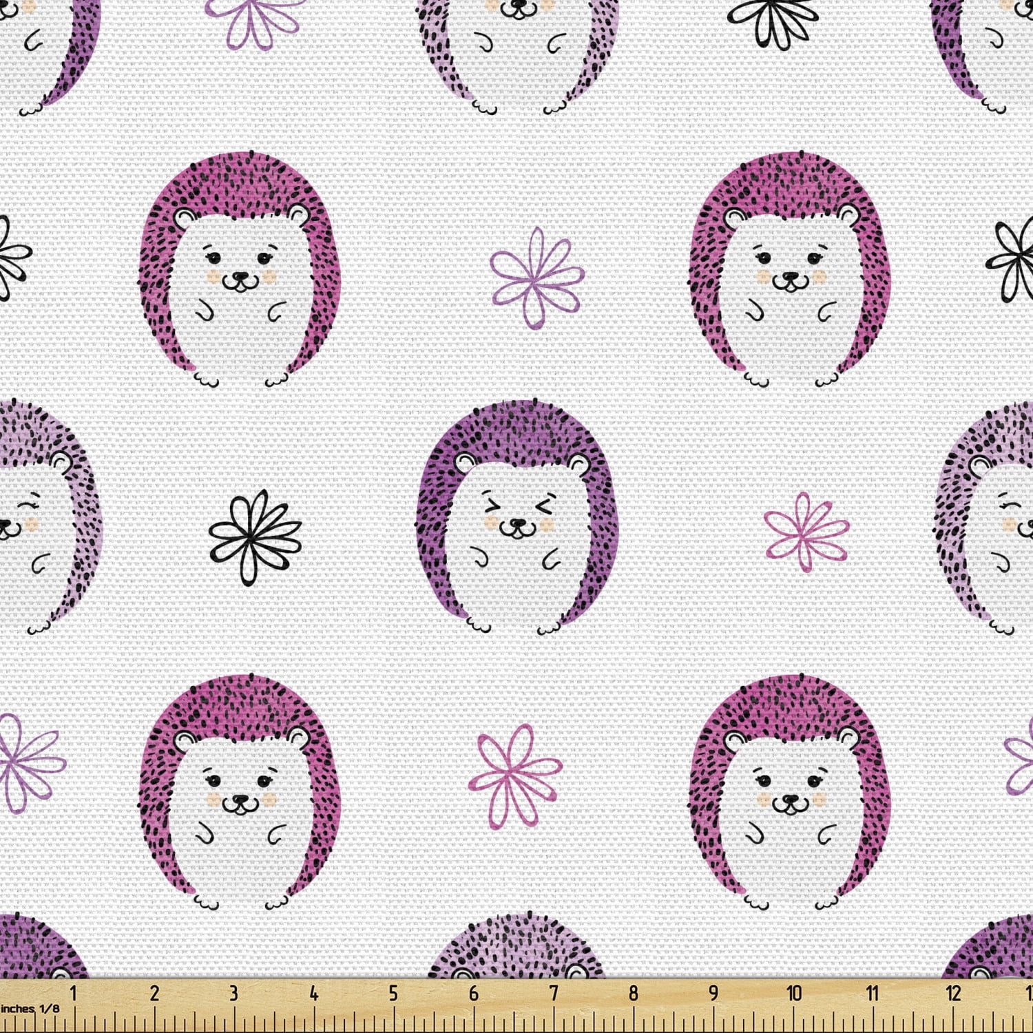 Hedgehog Fabric by the Yard Upholstery, Colorful Spiky Animals with