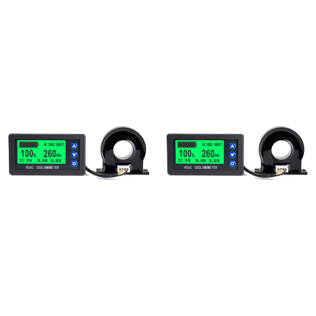 2X Battery Monitor Hall Coulomb Meter DC 8-100V 200A Lifepo4 Lead-Acid Li-Ion Lithium Capacity Power Display