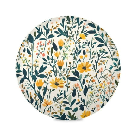 

Round Plate Mat 15.4x15.4 Inchesx4 Placemat Table Mat Kitchen Mat Coffee Mat Fabric Thick Strong Wear-Resistant Heat Resistance Beautiful Flowers Yellow