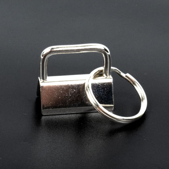 1" Key Fob Hardware with 3/4" Key Ring, Nickel Plated Wristlet Keychain Hardware, 50 Pack